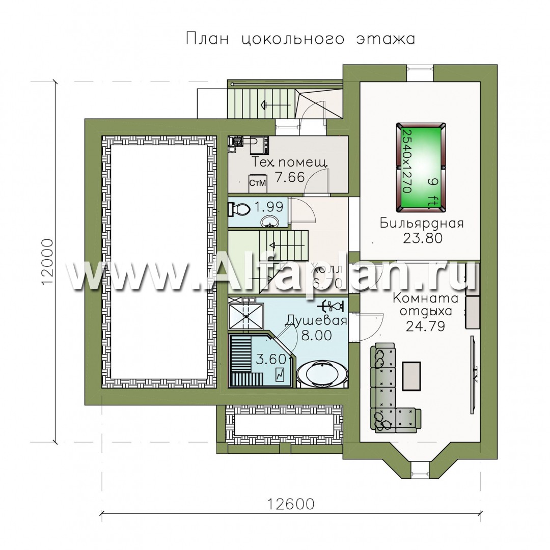 Проекты домов Альфаплан - «АльфаВУД» - деревяный дом из клееного бруса - план проекта №1