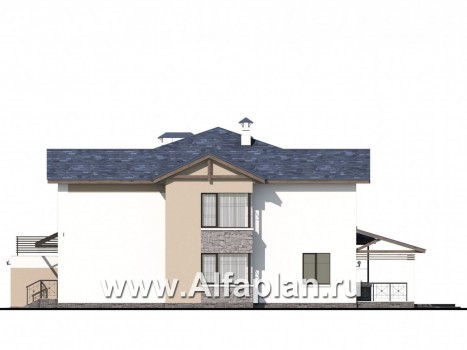 Проекты домов Альфаплан - «Динамика» — современный коттедж с большими гаражом и террасой - превью фасада №2