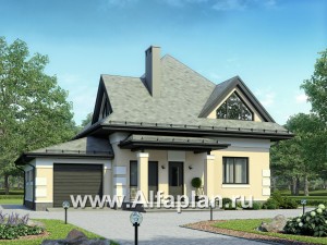Проекты домов Альфаплан - Экономичный дом с гаражом - превью основного изображения
