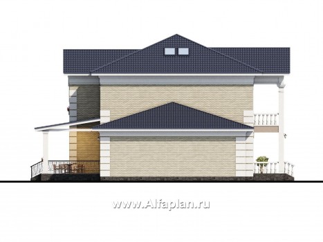 Проекты домов Альфаплан - Вилла в классическом стиле с бассейном - превью фасада №3
