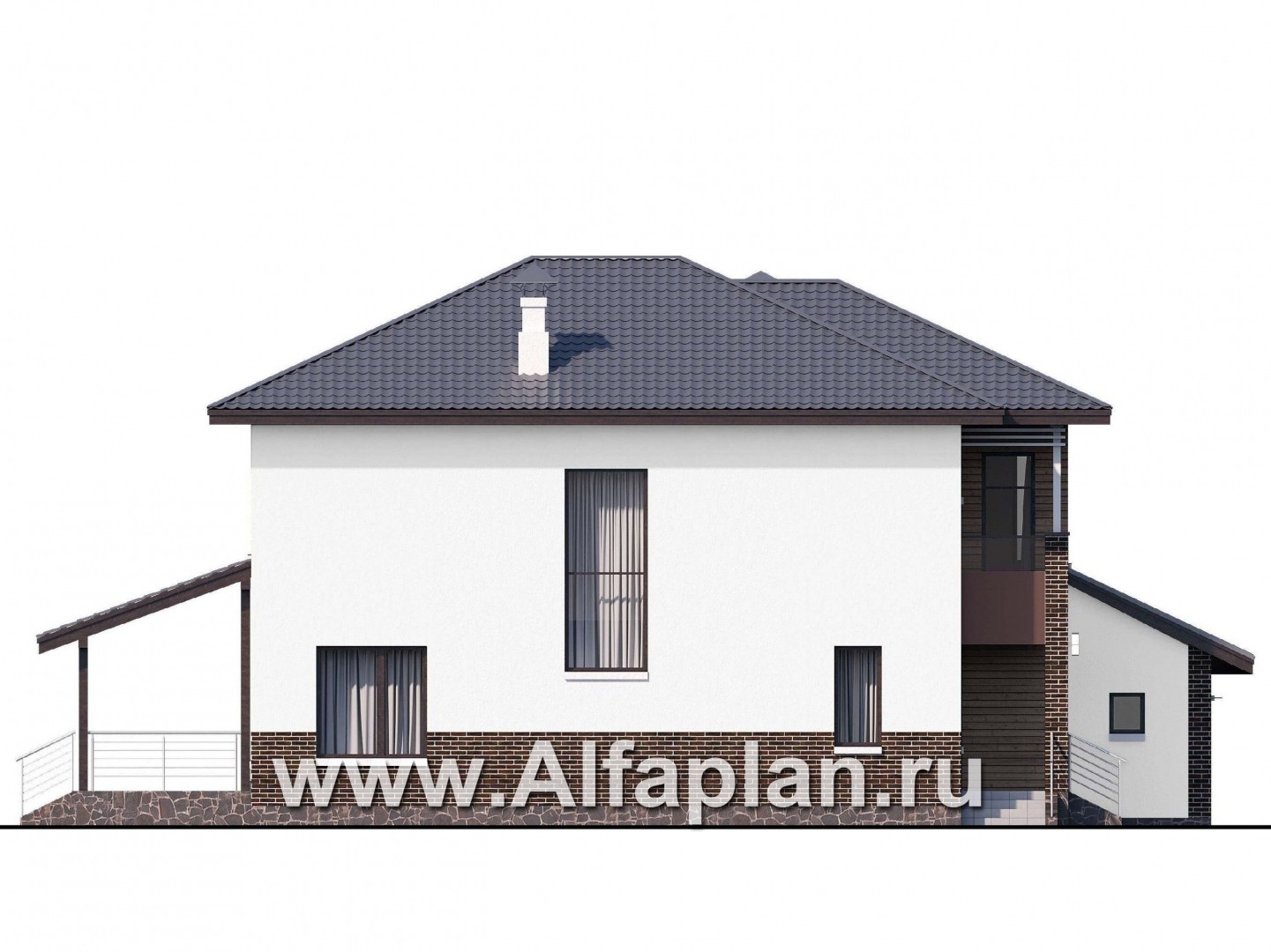 Проекты домов Альфаплан - «Ирида» - стильный современный дом с гаражом на два автомобиля - изображение фасада №3