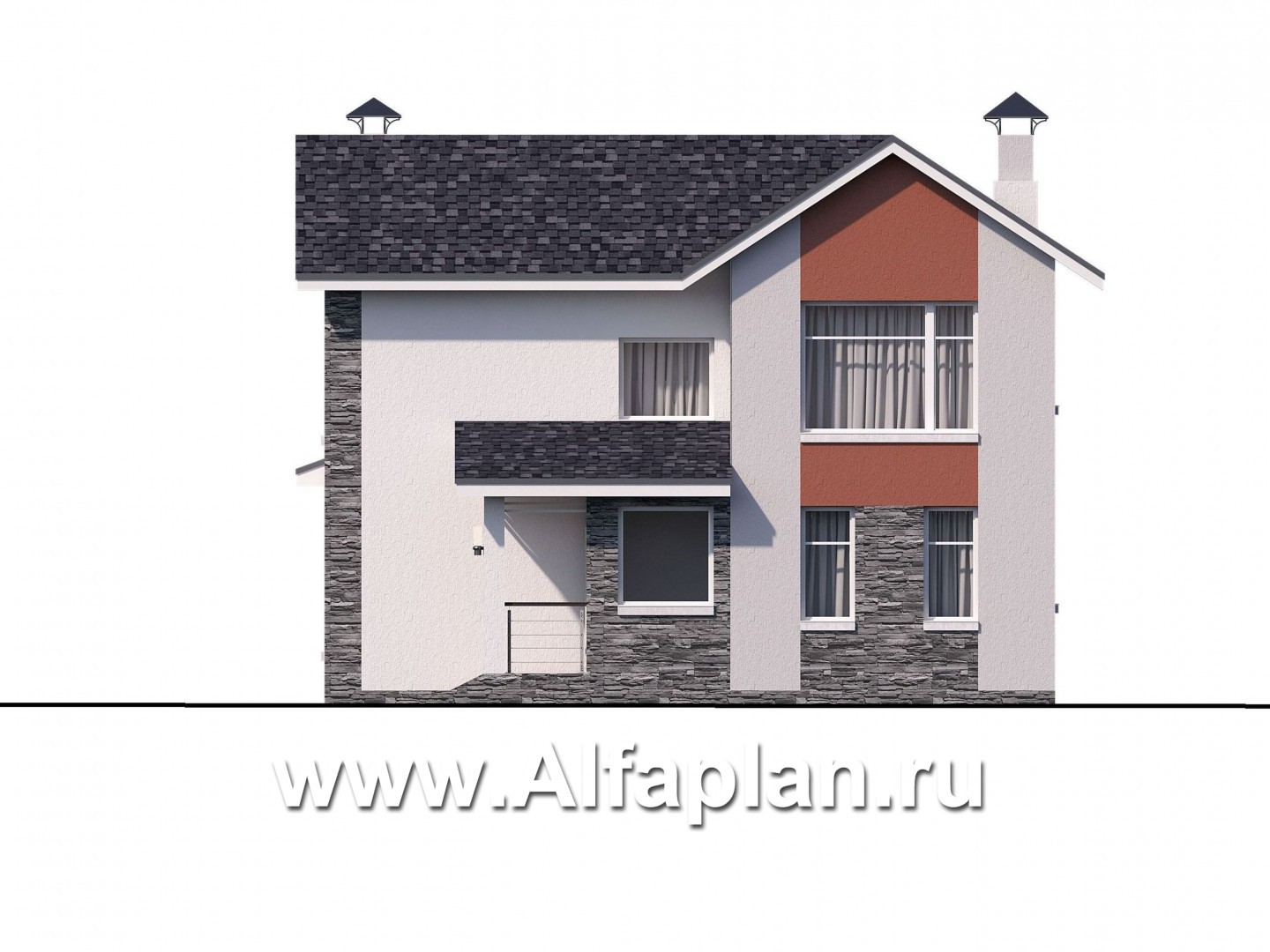 Проекты домов Альфаплан - Проект стильного компактного дома - изображение фасада №2