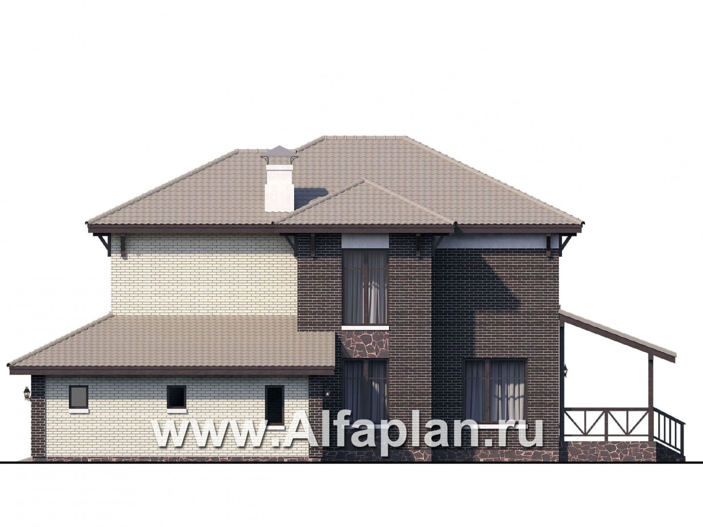 Проекты домов Альфаплан - «Вишера» - стильный дом с гаражом на два автомобиля - изображение фасада №2