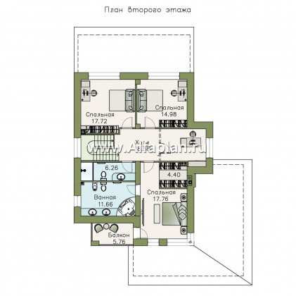 Проекты домов Альфаплан - «Вишера» - стильный дом с гаражом на два автомобиля - превью плана проекта №2