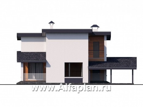 Проекты домов Альфаплан - "Модена" -стильный дом, односкатная крыша - превью фасада №3